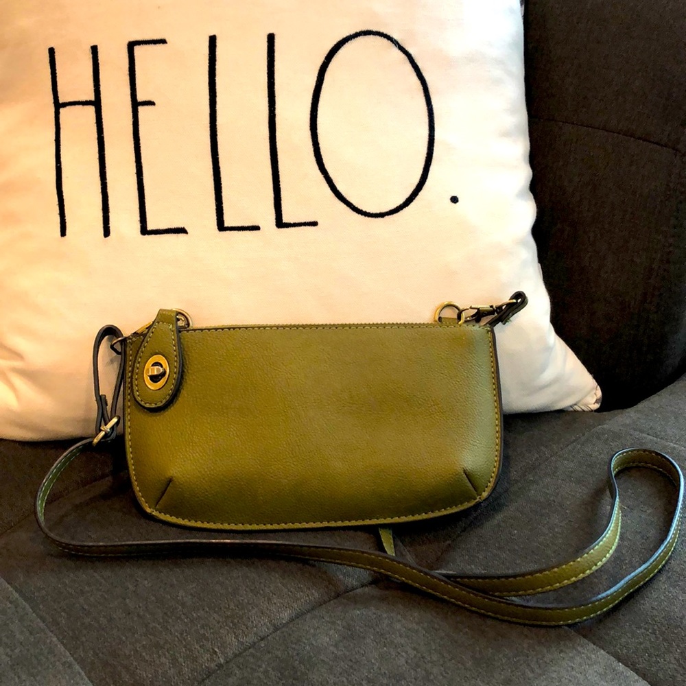 Olive Green “leather” Wrislet/Cross Body Purse